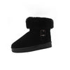 Women's Comfortable Winter Lace-Up Ankle Boots in Black - Cozy Matte Leather Footwear with Soft Wool Lining & Rubber Sole