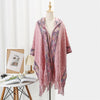 Cashmere-Feel Tassel Scarf with Vintage Dark Pattern - Versatile and Elegant Women's Shawl for All Seasons