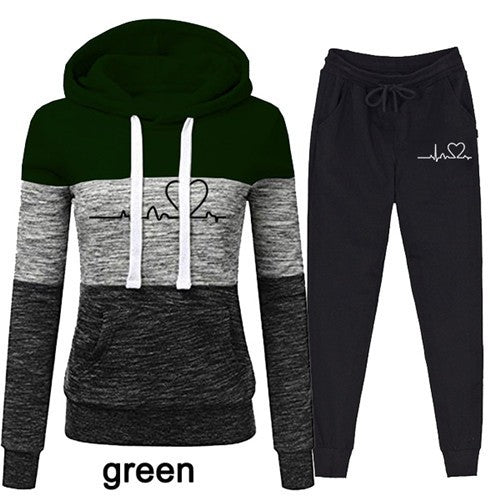 Trendy Women's Two-Piece Tracksuit Set with Cozy Hoodie - Casual Lounge Wear, Fleece Sweater Suit - Plus Size Options Available