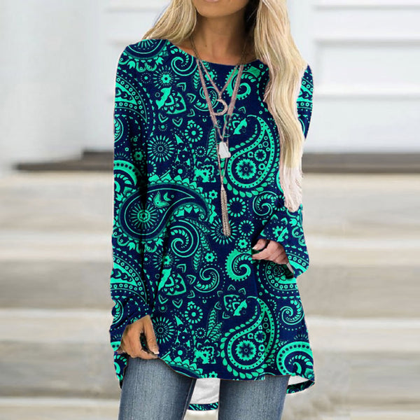 Stylish 3D Printed Women's Pullover T-shirt in Vibrant Colors - Polyester, Round Neck, Long Sleeves, Sizes S to 5XL