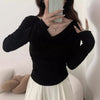 Chic One-Shoulder Long Sleeve Top, Cold-Shoulder Style, Polyester, Fall Fashion. Slim fit, breathable, splicing detail.