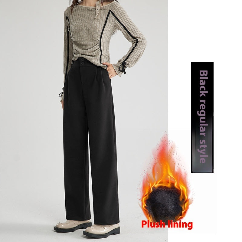 Autumn And Winter Thick Suit Woolen High Waist Slimming Drooping Straight Loose Casual Pants