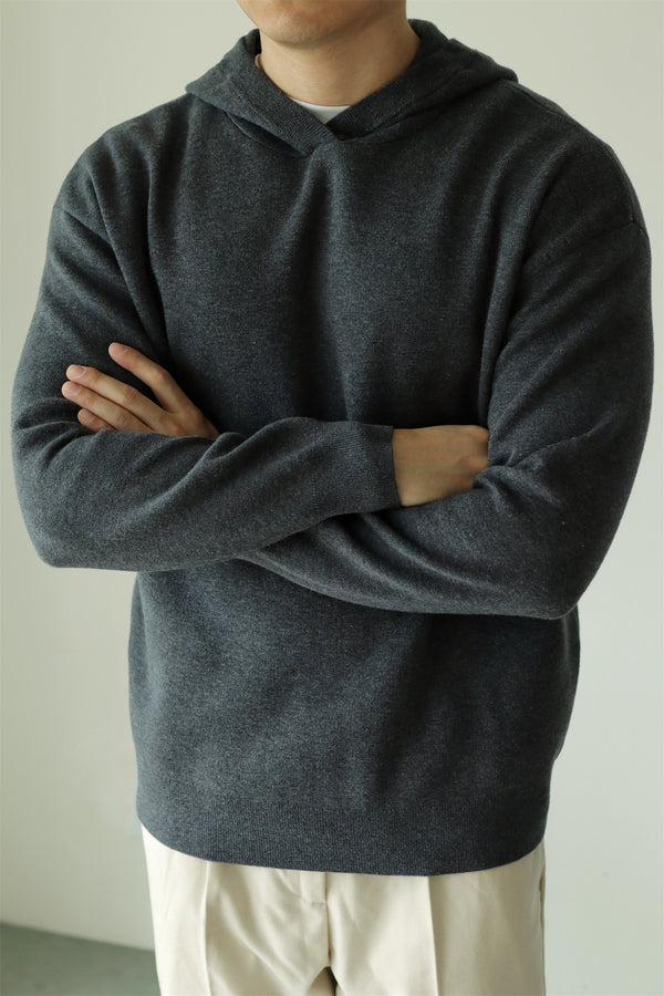 Men's Retro Pullover Hooded Sweater in Camel & Dark Gray Melange, Cozy Winter Wear, Sizes M-3XL