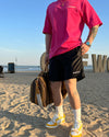 Vintage-Style Casual Shorts in Wine Red and Black - Loose Fit Retro Shorts - Medium, Large, Extra Large Sizes - Classic Style