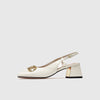 Women's Square Toe Leather Heels - French Baotou Style in Beige - Comfortable & Stylish Footwear for Women.