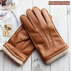 Men's Waterproof Cycling Gloves with Warm Touch Screen in Black - Sheepskin - Winter Cycling Apparel for Men - Touch Screen Compatible