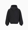 Men's Thickened Zipper Hooded Sweater Cardigan in Black - Cozy Polyester Coat for Winter Wear