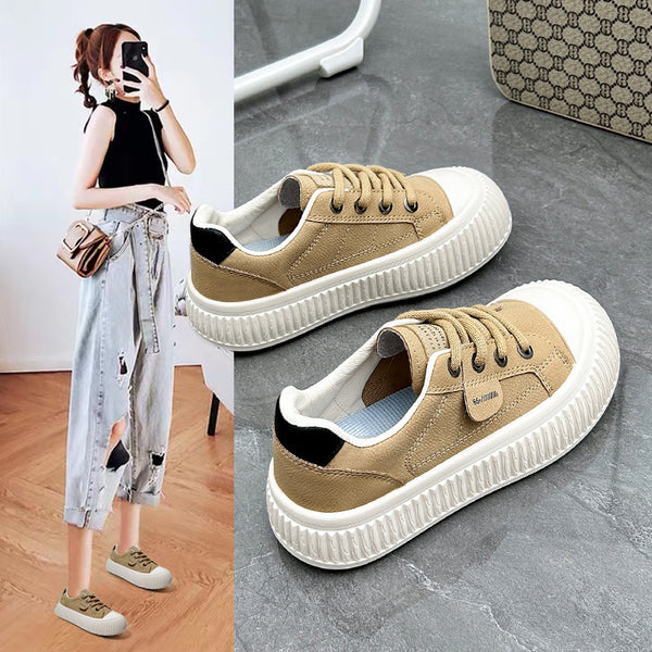 Chic Fall Platform Sneakers for Women in Beige, Khaki, and Black - Breathable Height Boost Shoes for Stylish Comfort