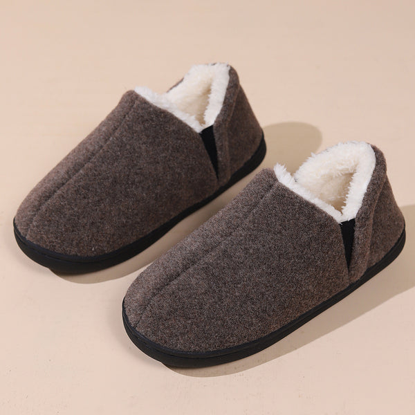 Winter Fur Collar Memory Foam Indoor Slippers - Black/Wine Red/Brown - Cozy Ankle Wrap Cotton Slip-Ons with Rubber Soles - Unisex - Sizes 36-45