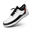 Men's Waterproof Golf Shoes with Movable Spikes in White and Black - Sports Shoes with Premium Microfiber Leather.