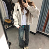 Cozy Vintage Zip-Up Hooded Cardigan in Melange Gray - Women's Fashion trend, Polyester fabric, Zip-up style, Sizes M-XXL