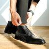 Classic Mid Top Leather Boots for Men - Vintage Style in Black Grey Reddish-Brown - Cowhide Leather, Anti-Skid Sole - Size 37-46