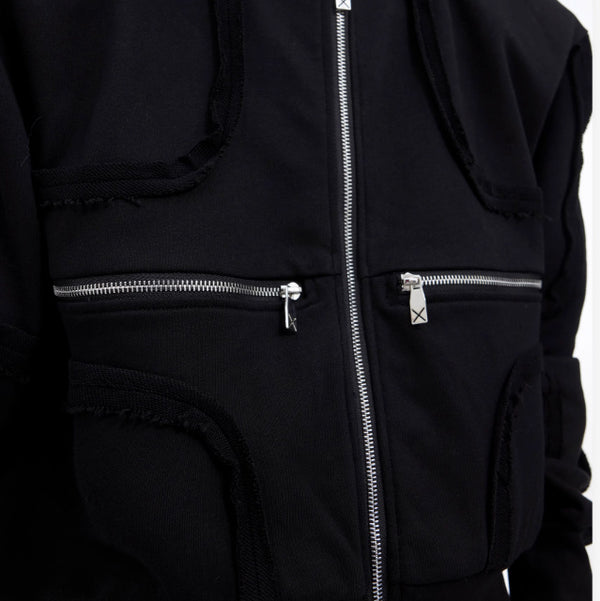 Chic Red Deconstructed Hooded Jacket, Asian Size, Men’s Fashion