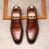 Elegant Men's Business Shoes in Genuine Leather with Crocodile Pattern - Black, Brown-Red, or Brown-Yellow - Comfortable 3-5CM Heels - Stylish and Professional