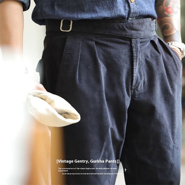 Classic Men's Corduroy Pants in Navy Blue and Khaki, Mid-Waist Zip Placket Trousers, Autumn Fashion, Cotton Blend, Slight Stretch, Variety of Sizes.
