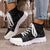 Women's Stylish Rose-Print Canvas Boots in Black, Pink, or Khaki with Non-Slip Sole