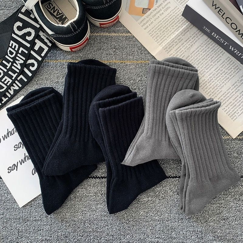 Socks Men's Spring And Autumn New Pure Color Casual Versatile Sports Style Comfortable Men's Mid-calf Length Sock