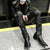 Slim-fit Avant Garde Sheepskin Leather Zip Trousers - Men's Fashion - Black or White - Casual Wear - Youth Pop Culture Appeal