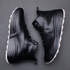 Men's Casual Sporty Sneakers with Thick Soles in White & Black - Premium Leather - Comfortable Fit - Street Style Fashion