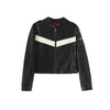 Chic Black Biker's Faux Leather Jacket for Women in Street Fashion Style