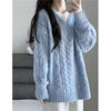 Cozy Autumn Winter Women's Loose Knitwear Sweater in Color-Blocking Hemp Fabric