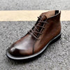 Men's Vintage Style Martin Boots - Brown Lace-up Leather - Fashionable & Breathable Footwear for Men - Sizes 38 to 44