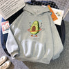 Warm Avocado-Print Sporty Hoodie for Women - Polyester Sweatshirt with Lining - Casual, Comfortable, and Vibrant - Small to XX-Large Sizes