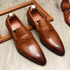 Classy Men's European Leather Loafers - Pointed Toe, Low Height, Black, Brown, Wine Red, Sizes 36-45. Comfort & Style!