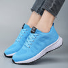 Plus-Size Spring/Autumn Women's Sneakers in Fluorescent Green, Sky Blue, Dark Khaki & Navy Blue. Breathable mesh, lace-up design, sizes 36-44.