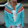 Stylish Warm Totem Winter Cardigan Sweater - Women's, Long Sleeve, Polyester Fiber, Medium Length, Single-breasted