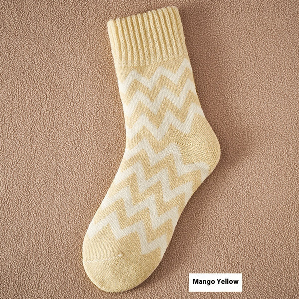 Winter Fleece-Lined Women's Socks in Various Colors - Mid-Calf Length Warm Polyester Fiber Casual Style.