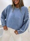 Chic Solid Color Round Neck Sweater for Spring & Autumn in Various Colors for Women.
