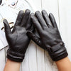 Men's Waterproof Cycling Gloves with Warm Touch Screen, Black Sheepskin - Cold Weather Cycling Gear