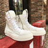 Men's Korean Canvas High-Top Sneakers - Ninja Black or White, Handmade, Comfortable with Rubber Sole - Sizes 35-44