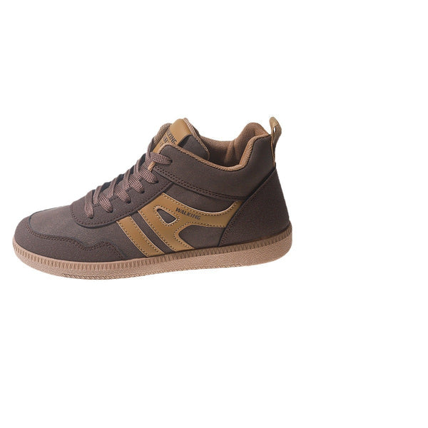 Women's Brown & Grey Lace-up Skate Shoes, Soft Rubber Soles