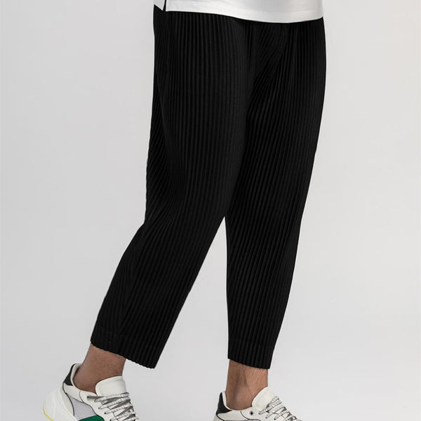 Men's Comfort-Fit Drawstring Trousers in White-Grey - Quick-Drying & Wrinkle-Resistant Casual Wear