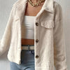 Chic White Velvet Lapel Woolen Coat, Japanese Korean Style, Polyester Fiber, Casual, White, S-XL Sizes, Solid Pattern.