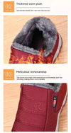 Waterproof Black and Red Fleece-Lined Hiking Shoes - Unisex Footwear