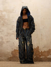 Stylish Mid-Waist Stained Blue Jeans for Trendy Women, Cotton Loose Fit - PERSONSOUL Fashion.