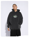 Unisex distressed streetwear sweater with graphic print, edgy style, and loose fit - urban fashion in premium cotton blend.
