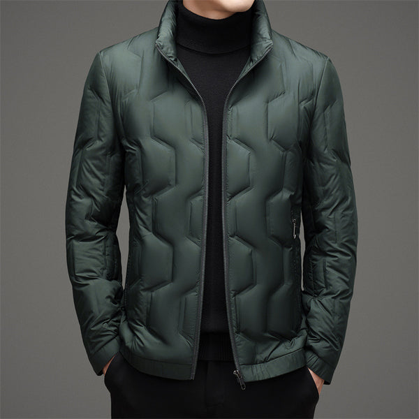 Stand-Up Collar Winter Jacket for Men - Stylish & Warm Coat - Available in Black, Blue, Brown, Emerald Green - Thick Polyester Fiber