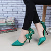 Chic Bow-Accented Ladies' Leather Stiletto Shoes with Pointed Toe & High Heel