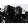 Bold Graffiti-Style Punk Rock Leather Jacket in Black with Bead and Rivet Details