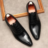 Classic Men's Formal Leather Lace-up Dress Shoes in Black - Slip-Resistant Rubber Sole - Sizes 35-46 - Elegant and Comfortable