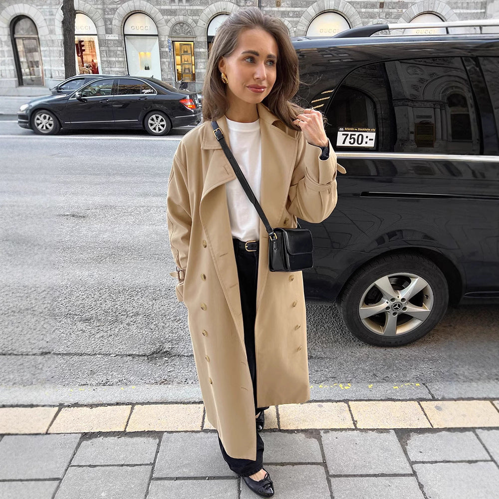 Khaki Double Breasted Trench Coat