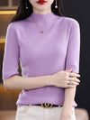 Fashionable Half-Sleeve Turtleneck Women's Sweater in Various Colors