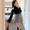 Chic Off-Shoulder Turtleneck Sweater in Milky White - Flared Sleeves and Lace-Up Detail - Women's Fashion