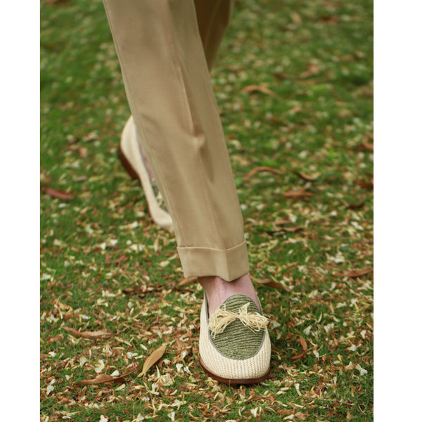 Trendy Men's Summer Linen Loafers in Army Green and Dark Green - Casual and Stylish Outdoor Footwear