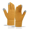 Windproof Fleece-Lined Cycling Gloves for Cold Weather in Black - Touchscreen Compatible & Cozy Knit Design