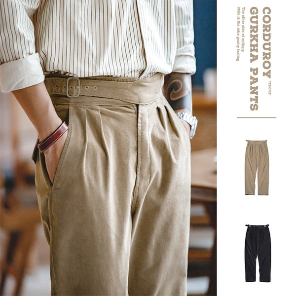 Classic Men's Corduroy Pants in Navy Blue and Khaki - American Casual Style